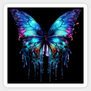 Butterfly Purple Pink Light Blue Wings Watercolor Style Drip Sticker